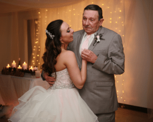 Carl walked his daughter down the aisle at her wedding, without his oxygen tank.